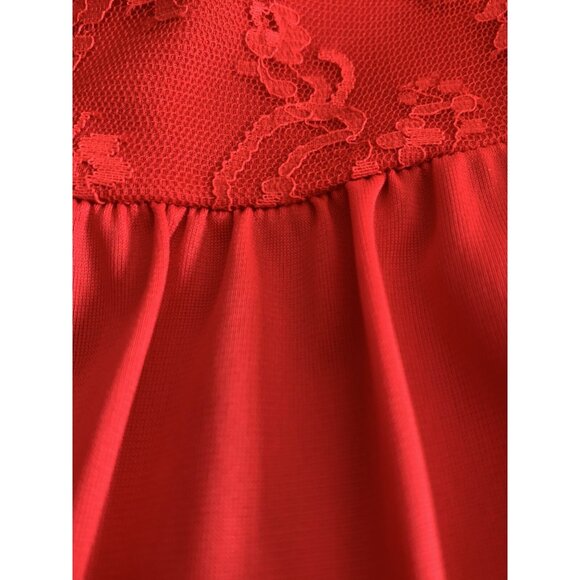 VTG 1940s Pinehurst Lingerie USA Red Nylon & Lace Nightgown Long Maxi Large - Picture 4 of 11